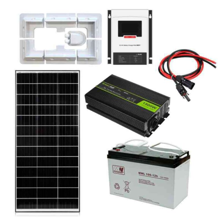 Zestaw fotowoltaiczny 12V 180W z przetwornicą 1500W, akumulatorem 100Ah