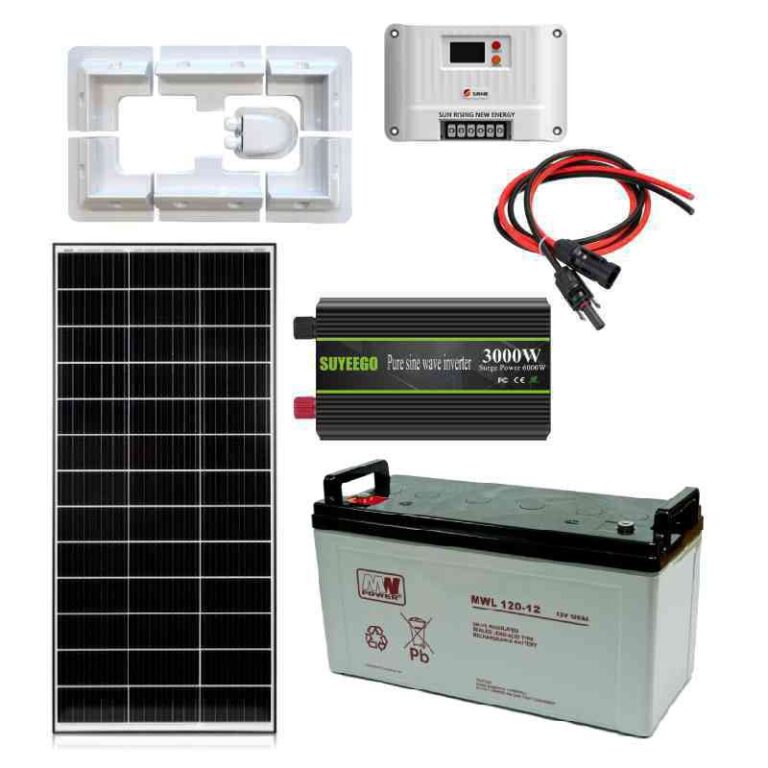 Zestaw fotowoltaiczny 12V 180W z przetwornicą 1500W, akumulatorem 120Ah