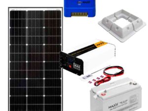Zestaw fotowoltaiczny OFF-GRID 140W 12V z akumulatorem 100Ah i przetwornicą 2000W