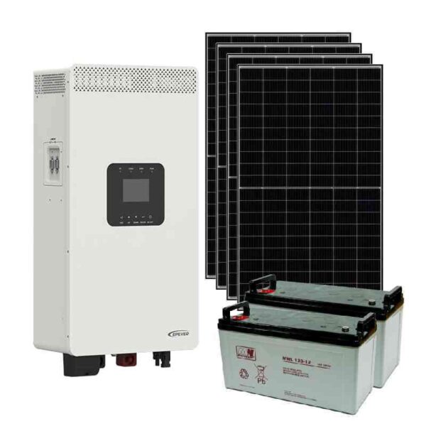 Zestaw off-grid na działkę letniskową 1,54 kWp 4× JA Solar + 2× AGM 120Ah + inwerter Epever 3500W