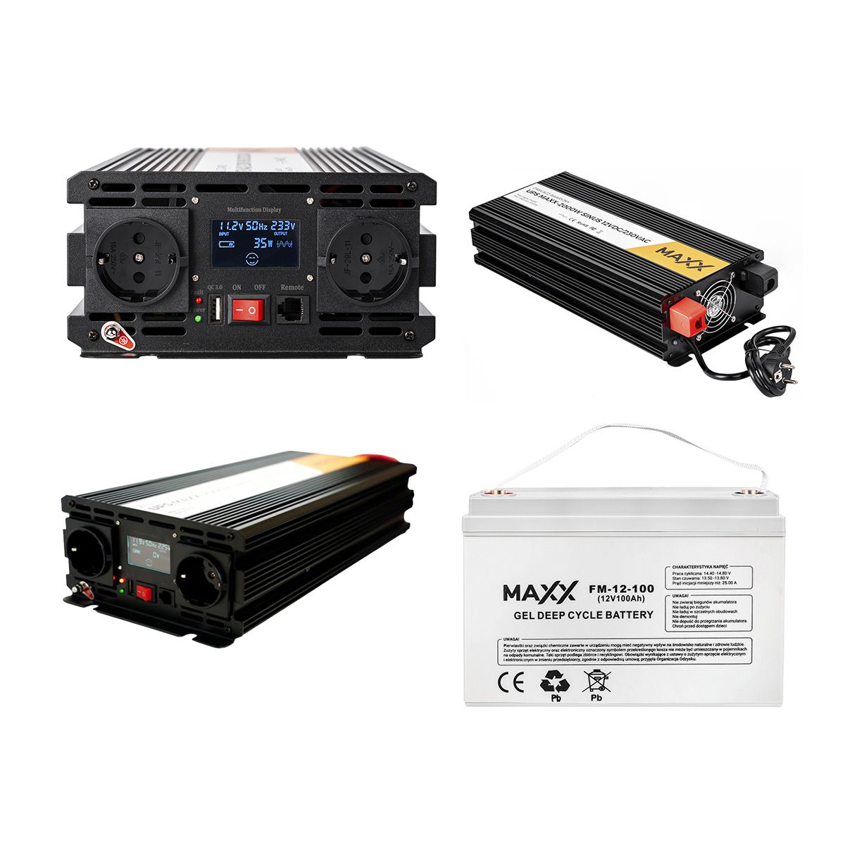 Kompletny zestaw zasilania awaryjnego – Akumulator żelowy MAXX 100Ah + Przetwornica napięcia MAXX 3000W
